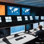 Home 22 보안 오케스트레이션 자동화의 기술 스택 - A futuristic cybersecurity operations center in the Netherlands, featuring a diverse team of securit...