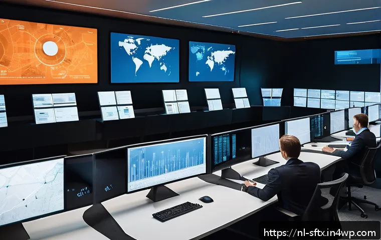 보안 오케스트레이션 자동화의 기술 스택 - A futuristic cybersecurity operations center in the Netherlands, featuring a diverse team of securit...