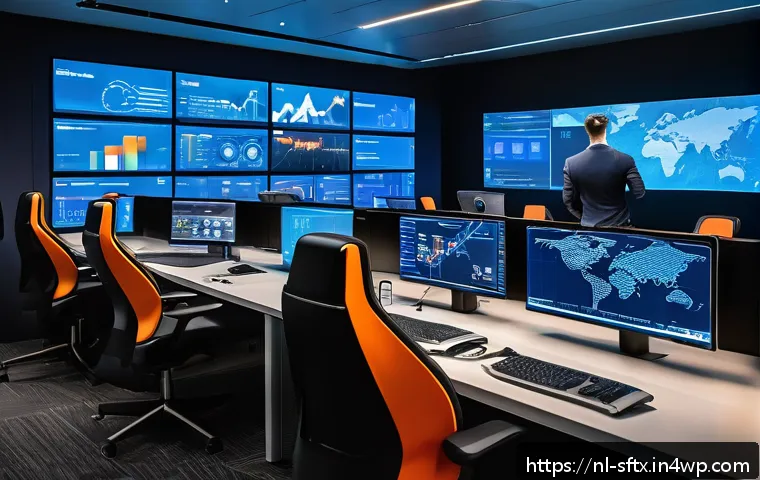 보안 오케스트레이션 자동화의 성과 분석 도구 - A modern cybersecurity operations center with diverse security analysts actively monitoring multiple...