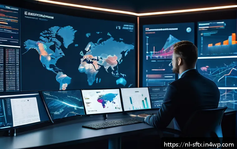 보안 오케스트레이션의 글로벌 트렌드 - A futuristic cybersecurity operations center with diverse security professionals collaborating aroun...