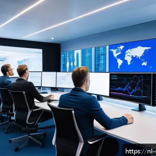 Home 30 AI와 보안 오케스트레이션의 통합 - A modern Dutch cybersecurity operations center with diverse professionals in smart casual attire mon...